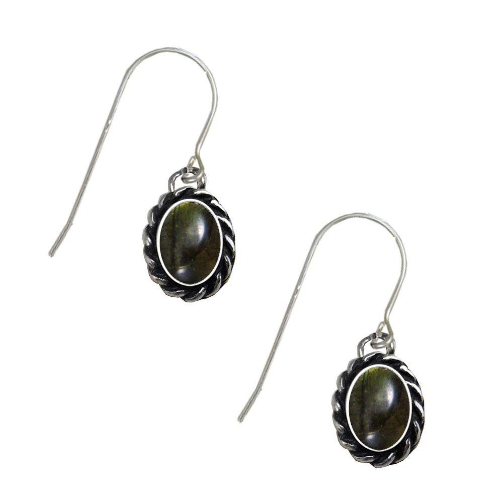 Sterling Silver Spectrolite Gemstone Drop Dangle Earrings